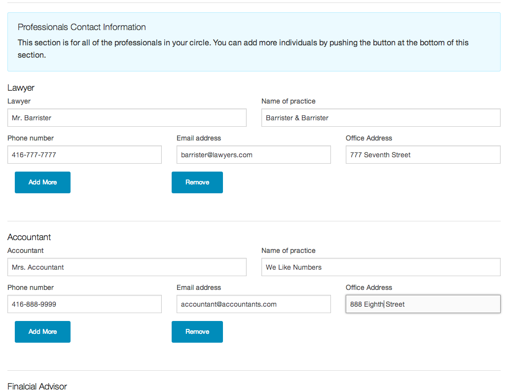 Sample screenshot of the Estate Organizer tool displaying organized estate documents